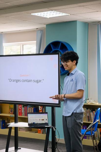 Question one: “Oranges contain sugar.” Myth or fact?